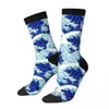 Chaussettes pour hommes Japonais Blue Wave Remix Mâle Hommes Femmes Automne Bas Harajuku