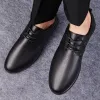 Brand Spring Genuine Nuove Business Wedding in pelle morbida Flats Casual Flats Vintage fade fatte a mano Oxford Scarpe per uomini Nero 5893