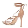 Sandalias de verano zapatos de mujer modernos puntiagudos tacones altos correa de tobillo banda estrecha stiletto transparente PVC Sandalias de Mujer