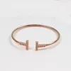 2024 Classic Brand Fashion Letter T Bracelet with Diamond Stainless Steel High end Jewelry Ladies and Mothers Gift Gift q2