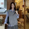 Grijze gebreide top dames damestrui met V-hals te koop Straatkleding Economie Nieuwe winter 2023 Esthetische warmte Korea Luxe 240216