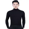 Palco desgaste homens masculino moderno camisa de dança latina quadrado respirável suor-absorvente de manga comprida jumper top roupas de prática