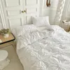 High End Threedimensional Pinch Pleated Duvet Cover Set Queen Solid Color Single Double Bedding Quilt and Pillowcase 240131