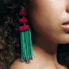 Pendientes colgantes de marca bohemia para mujer, colgante de borla étnica hecho a mano con cuentas, joyería llamativa para fiesta, venta al por mayor