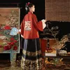 2024 Chinese maanjaar van de draak Hanfu Womens vierkante hals rok Pipa mouw paard gezicht rok winter Ming-dynastie Mamia 240130