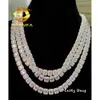 Hot Selling 13Mm Baguette Diamond Moissanite Sier Iced Out Hip Hop Ketting Lab Grown Tennisketting