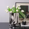 Flaskor keramisk vas silver pläterad enkel vardagsrum papperspåse blommor arrangemang po tar matbord dekoration