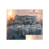 Ensembles de literie Doux quatre pièces chaud P ensembles de literie King Queen Size luxe couette ER taie d'oreiller couette marque lit couettes fournitures Chic Dhfgs