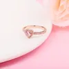 Cluster Rings Fashion Female Rose Gold Sparkling Elevated Heart Ring Pink Stone Sterling Silver Jewelry For Woman Party Proposal