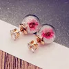 Boucles d'oreilles 6 couleurs Push Back Double côtés fille verre pour femmes cristal boucle d'oreille bijoux de mode fête de mariage