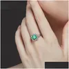 Rings Vintage 100 925 Sterling Sier Jewelry Ring Natural Emerald Gemstone Diamond For Women Size 5125063628 Drop Delivery Otfjb