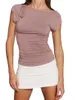 Kvinnors T -skjortor Kvinnor Cap Sleeve Tops Solid Color Bandage Summer