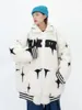 여자 트렌치 코트 스타 양고기 양모 폴로 칼라 코트 코트 2024 겨울 느슨한 핏 bf 거리 힙합 두꺼운 재킷