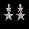 Dangle Earrings Silver Color Star Romantic Drop With Zircon Stone For Women Fashion Jewelry 2024 Korean