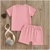 Kläderuppsättningar Wztyyds Toddler Baby Girl Summer Clothes 6 12 18 24 månader 2T 3T Letter Print T-shirts Tops Shorts 2pcs Outfits Drop Del Otzkr