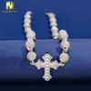 Luxur Design Sterling Silver Hip Hop ised ut smycken halsband Moissanite Diamond Cuban Link Chain Cross Bead Chain Baguette
