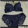 Set di reggiseni da donna push up sexy pizzo imbottito bralette lingerie con ferretto Uback reggiseno e slip set Bh Xaesz 5Vose Drop Delivery Apparel Un Dhyvr