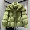 Autumn and Winter Women's Knitted Collar Detachable Shawl Down Jacket Loose Warm Short Two-piece Set Fashion Trends Match. CC