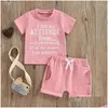 衣類セットwztyyds幼児の女の女の子の夏の服6 12 18 24ヶ月2t 3tレタープリントTシャツトップスショーツ2pcs服ドロップdel ot6zb