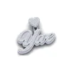 10k fast guld med 925 Sterling Silver Personalized Cursive Letter Name Charm Pendants Halsband