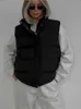 Mulheres grossas cintura casaco 2023 inverno algodão quente moda rua zíper feminino com capuz regata grande bolso sem mangas solto casaco feminino 240216