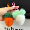 Soft Cute Real Mink Fur Keychain Plush Toy Carrot Women Bag Ornament Car Key Ring Pendant Highend Birthday Gift Jewelry Trinkets 240122