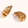 Stud Earrings 5Pair Fashion Hollow Spiral Water Drop Female Stainless Steel 18K Gold Plated Smooth Tear Metal For Women