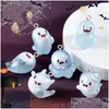 10 Stück Cartoon Leuchtender Geist Harz DIY Halloween Geschenk Schmuckherstellung Kreativer Schlüsselanhänger Telefon Anhänger Lustige Figur Dekor Tropfen Othju Charms