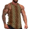 Débardeurs pour hommes Tops Tiger Print Stripes Top Hommes Glam Noir et Or Gym Surdimensionné Plage Vintage Graphique Chemises sans manches