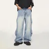 INFLATION Brand Baggy Wide Leg Boyfriend Jeans Unisex Vintage Washed Blue Denim Trousers Male Pants Plus Size 240118