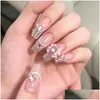 Nail Art Decorations Manicure Supplies Charming 3D Heart Faux Pink Bow Charms Rhinestones For Phone Case Accessories Drop Delivery Hea Otgir