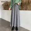 Sólido casual elástico cintura alta a linha macio básico viscose malha saia feminina moda coreana meados de bezerro saias longas para mulher 240201