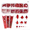 Nagelkonstdekorationer röda 12 gird box mix size ab/colorf rhinestones flatback crystal diamant ädelstenar 3d glitter lyxig r01 droppe delive ots2o