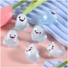 Charms 10 Stück Cartoon leuchtender Geist Harz DIY Halloween Geschenk Schmuck machen kreative Schlüsselanhänger Telefon Anhänger lustige Figur Dekor Drop Ot3Gy