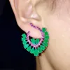 Boucles d'oreilles en cristal de zircone pour femmes, bijoux à la mode, accessoires de fête, petite taille, vert laiteux, 2024