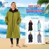 Handduk vuxna vattentät surf byte robe utomhus kappa ulljacka huva kappa strand surfing pool foder anorak regnrock unisex m/l