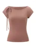 Kvinnors T -skjortor Kvinnor Cap Sleeve Tops Solid Color Bandage Summer