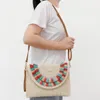 Kvällspåsar Kvinnor Purse Vintage Straw Woven Wallet Casual Portable Soft Handgjorda Simple Solid Color Elegant Shoulder Bag Ladies Handväskor