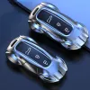 Para porsche cayenee panamera macan 911 718 2013-2023 liga de zinco prata caso chave do carro keyless capa escudo chave acessórios do carro