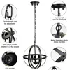 Lampy wiszące ganeed światło w pomieszczenia kreatywne metalowe okrągłe vintage lampa wisząca retro żyrandol sferyczny łańcuch Chrome-C Drop d dhxo0