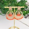 Dangle Earrings Vintage Women Big Round Gold Color Bohemian White Orange Beads Lantern Tassel Fashion Party Jewelry