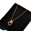 2024 necklace for woman love jewelry gold pendant dual ring stainless steel jewlery fashion oval interlocking rings Clavicular chain necklaces designerQ3