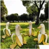 Decoraciones de jardín Pato de plátano Decoración creativa Esculturas Patio Arte de jardinería vintage Estatuas caseras peladas caprichosas Artesanía Entrega directa Dh1Tv