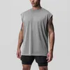 Herren-Tanktops, einfarbig, übergroß, Fitness-Top, Herren-Fitness-Kleidung, Netzstoff, schnell trocknend, Bodybuilding, Stringer, Singlet, Muskeltraining, ärmelloses T-Shirt