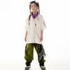 Stage Wear 2024 Bambini Jazz Costumi di danza moderna per ragazze T-shirt bianche Pantaloni cargo Streetwear Ragazzi Hip Hop Rave Vestiti DN16078