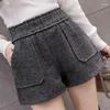 Calças femininas shorts de lã para mulheres no outono e inverno cintura alta solta ajuste oversized botas de perna larga desgaste externo