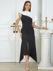 Casual Jurken Mode Elegant Zwart Wit Patchwork Asymmetrische Vrouwen Maxi Zomer Sexy Mouwloze Slanke Runway Verjaardagsfeestje Jurk