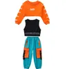 Stage Wear Enfant Jazz Joggers Streetwear Enfants Hip Hop Filles Crop Top Cargo Pantalon Costume Street Dance Pom-Pom Girl Performance Vêtements