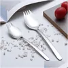 Forks Fruit Fork łyżka długa rączka ze stali nierdzewnej lody sałatki deserowe deser stołowy wygodne zachodnie mtifunction Sier Spork Drop de Otlc6