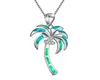 Pingente de palmeira de coco com opala de fogo azul em prata esterlina 925 joias femininas colar para presente4570298
